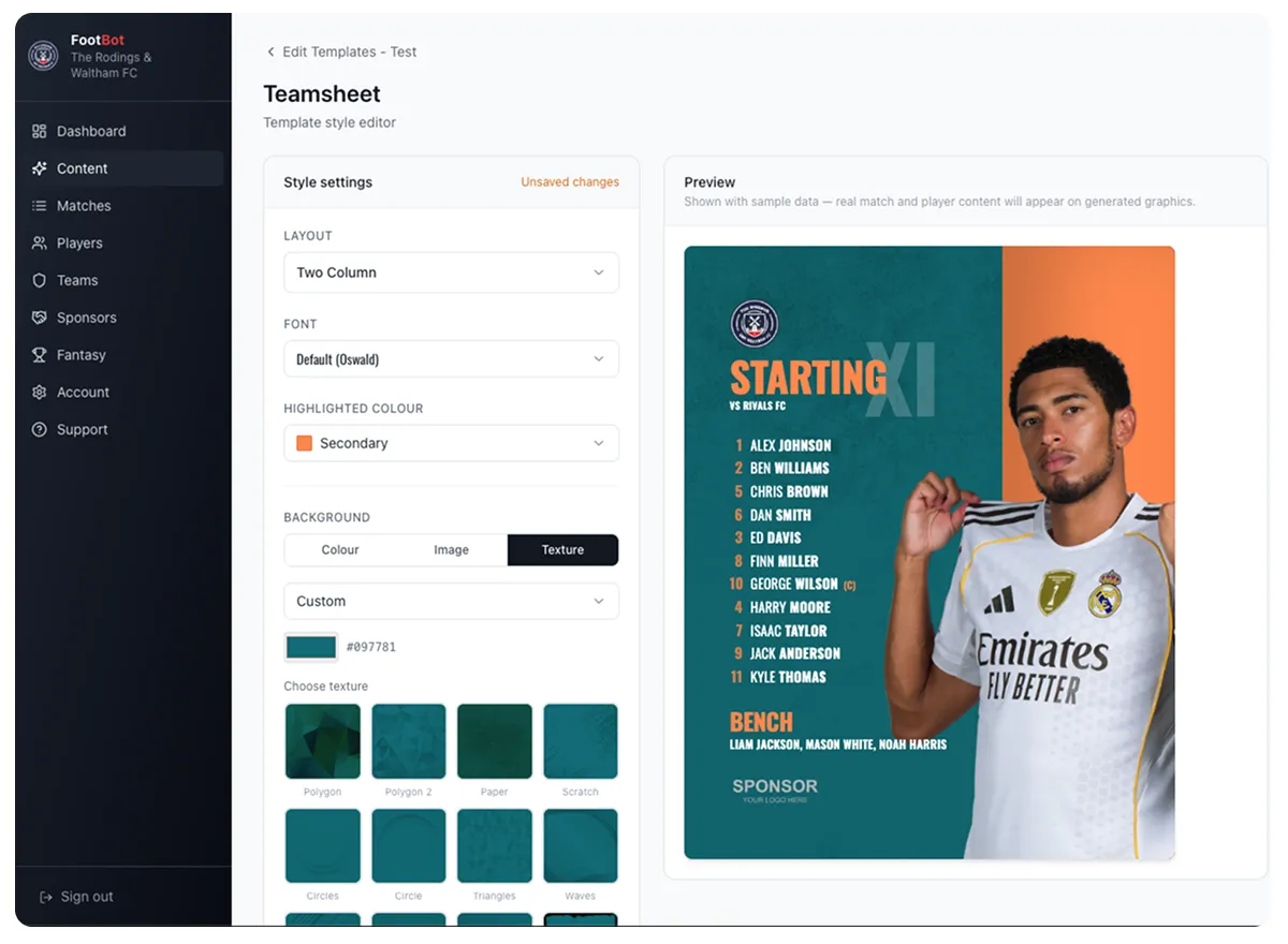 FootBot branded social content examples